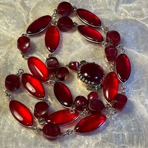 Vintage West Germany Red Glass & Lucite Beaded Necklace